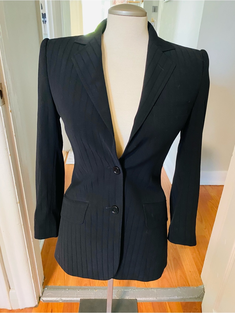 ποΈDolce & Gabbana Authentic Black Pinstripe Wool Vintage Tailored Women's Blazer